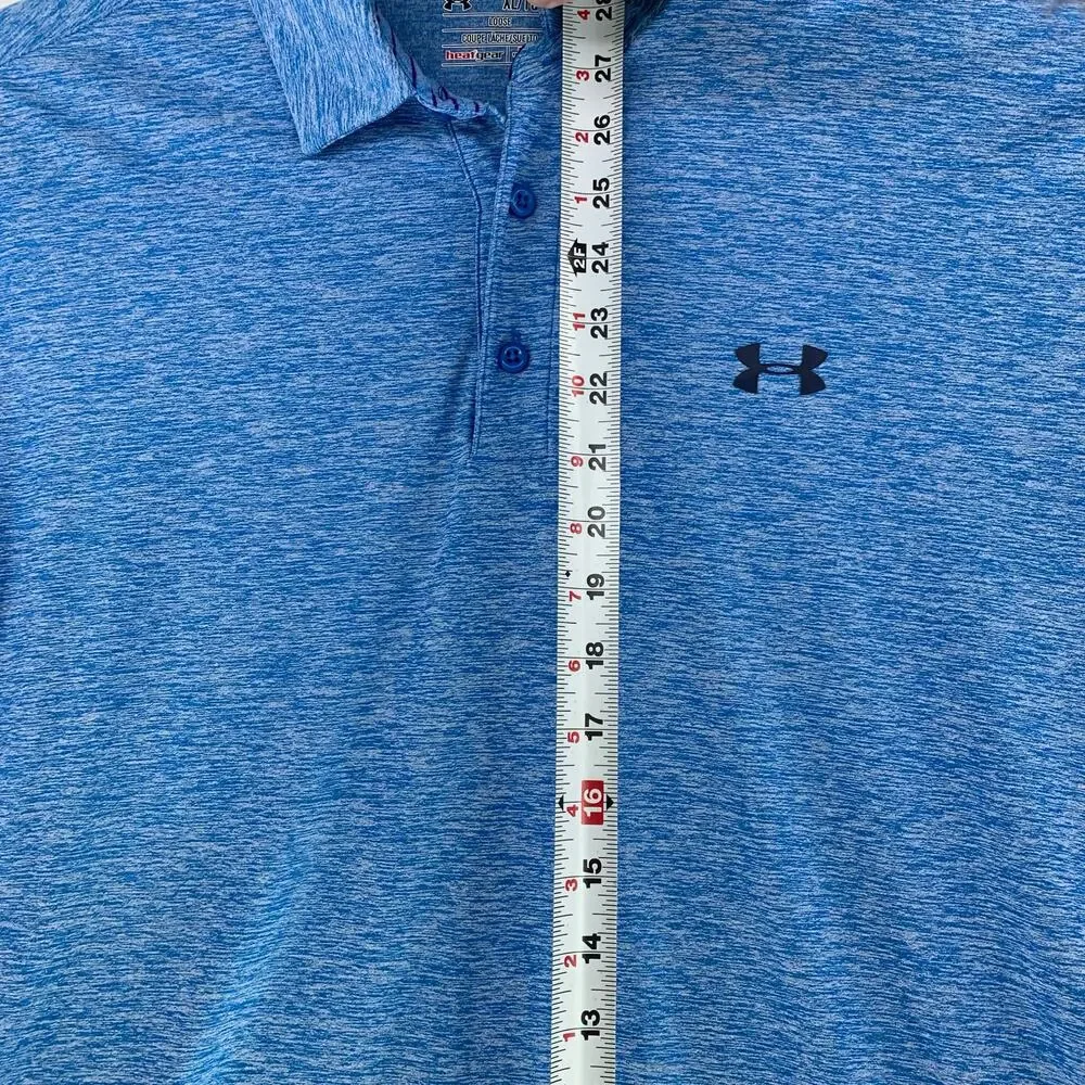 Under Armour Mens HeatGear Loose Fit Polo Heather Blue Size XL - Picture 3 of 11